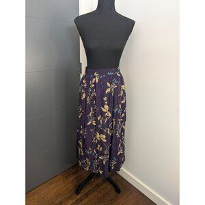 Sag Harbor Petite Purple Floral Pleated Midi/Maxi Skirt Large
